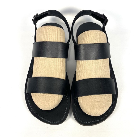 Jerusalem Sandals Golan Black Leather Strappy Sandals Mens US 10 main image 7